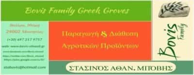 BOVIS FAMILY GREEK GROVES – ΜΠΟΒΗΣ Α. ΣΤΑΣΙΝΟΣ – ΠΑΡΑΓΩΓΗ ΚΑΙ ΔΙΑΘΕΣΗ ΑΓΡΟΤΙΚΩΝ ΠΡΟΪΟΝΤΩΝ – ΒΑΛΥΡΑ ΜΕΣΣΗΝΙΑΣ