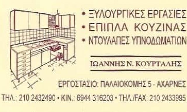 ΚΟΥΡΤΑΛΗΣ ΙΩΑΝΝΗΣ | ΞΥΛΟΥΡΓΙΚΕΣ ΕΡΓΑΣΙΕΣ | ΑΧΑΡΝΕΣ ΑΘΗΝΑ