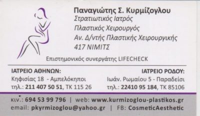 ΚΥΡΜΙΖΟΓΛΟΥ ΠΑΝΑΓΙΩΤΗΣ – ΠΛΑΣΤΙΚΟΣ ΧΕΙΡΟΥΡΓΟΣ – ΡΟΔΟΣ – ΑΜΠΕΛΟΚΗΠΟΙ ΑΤΤΙΚΗΣ