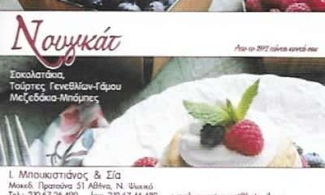 ΜΠΟΥΚΙΣΤΙΑΝΟΣ ΙΩΑΝΝΗΣ | ΝΟΥΓΚΑΤ | ΖΑΧΑΡΟΠΛΑΣΤΕΙΟ | ΝΕΟ ΨΥΧΙΚΟ ΑΤΤΙΚΗΣ