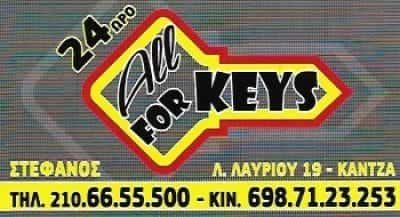 ALL FOR KEYS – ΧΡΥΣΑΦΙΔΗΣ ΣΤΕΦΑΝΟΣ ΚΛΕΙΔΑΡΑΣ ΓΛΥΚΑ ΝΕΡΑ ΑΤΤΙΚΗΣ