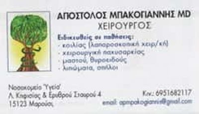 ΧΕΙΡΟΥΡΓΟΣ ΜΑΣΤΟΥ ΑΘΗΝΑ-ΜΠΑΚΟΓΙΑΝΝΗΣ ΑΠΟΣΤΟΛΟΣ