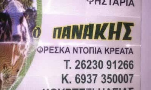 ΚΟΥΡΓΙΑΛΑΣ ΧΑΡΑΛΑΜΠΟΣ – Ο ΠΑΝΑΚΗΣ – ΕΣΤΙΑΤΟΡΙΟ ΨΗΣΤΑΡΙΑ – ΚΡΕΟΠΩΛΕΙΟ – ΚΟΥΡΤΕΣΙ ΗΛΕΙΑΣ